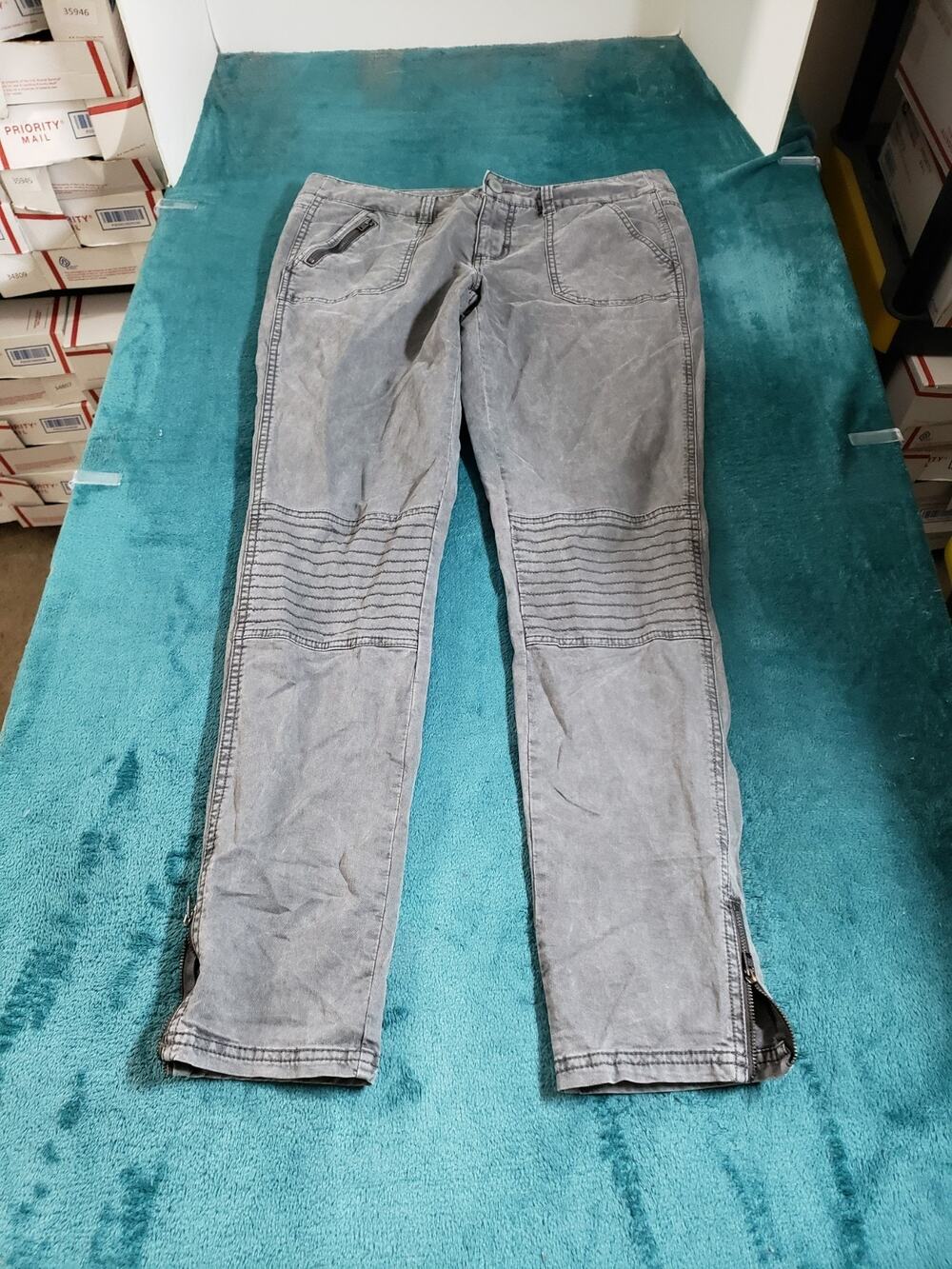 Mossimo Jeans Size 11 Women Gray Denim Stretch Pant Juniors Mid Rise Slim Skinny